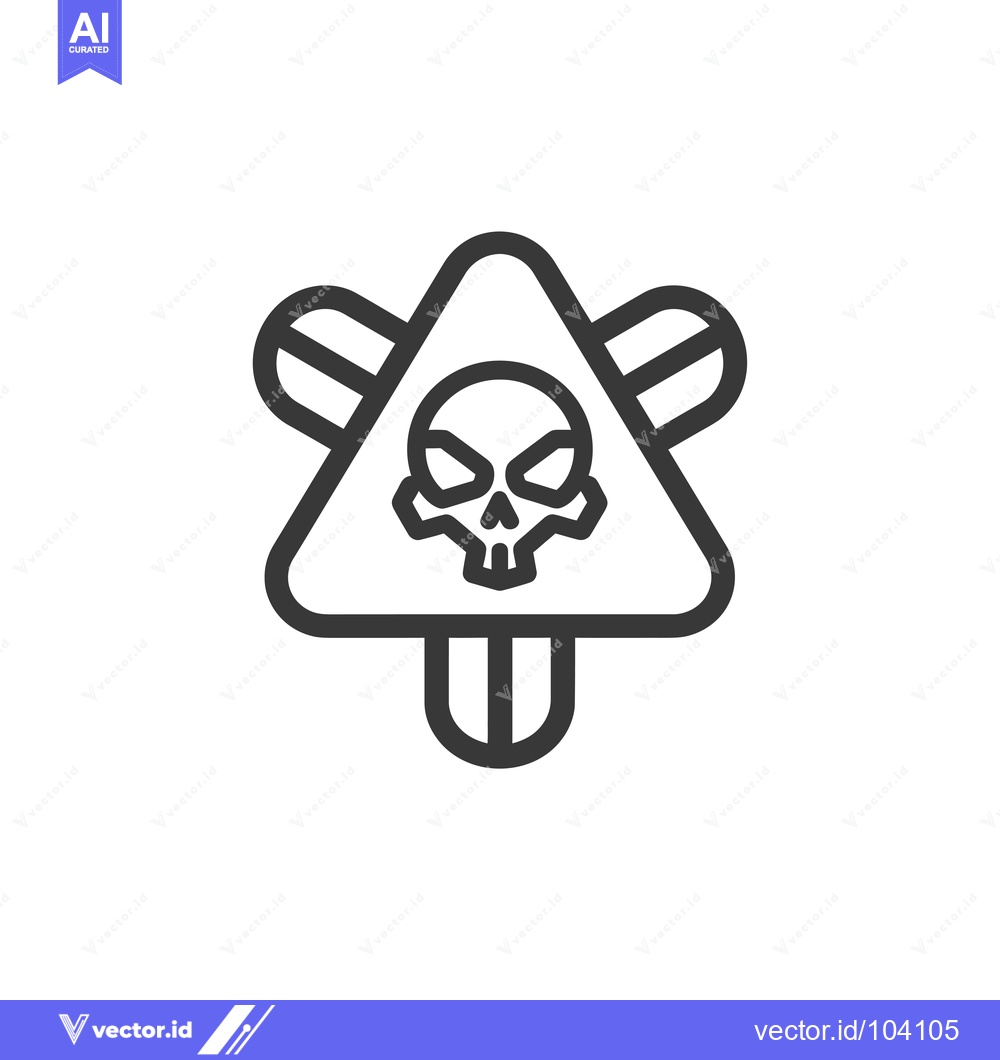 Premium Vector dari Skull Inside Triangular Warning Sign with Two Arrows