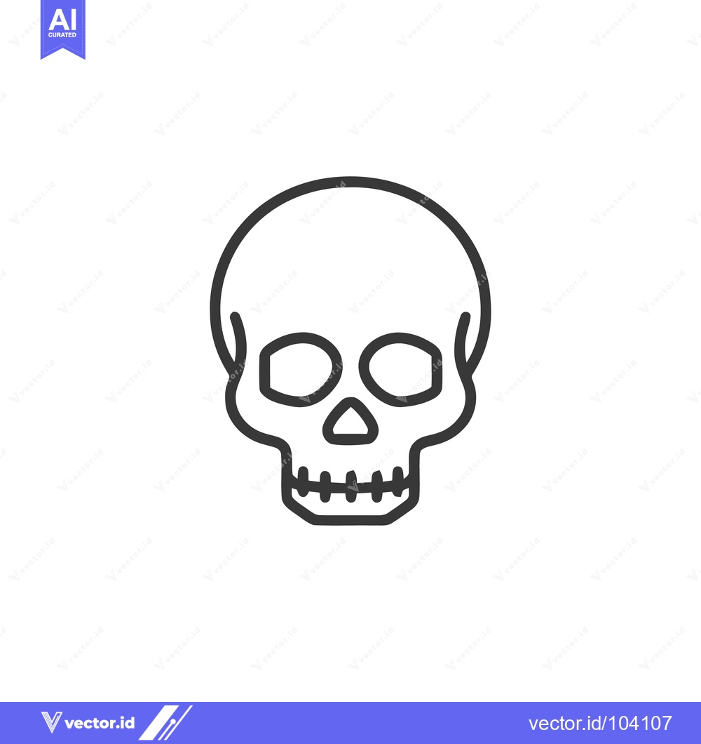Premium Vector of Minimalist Skull Icon: Simple Line Art on White Background