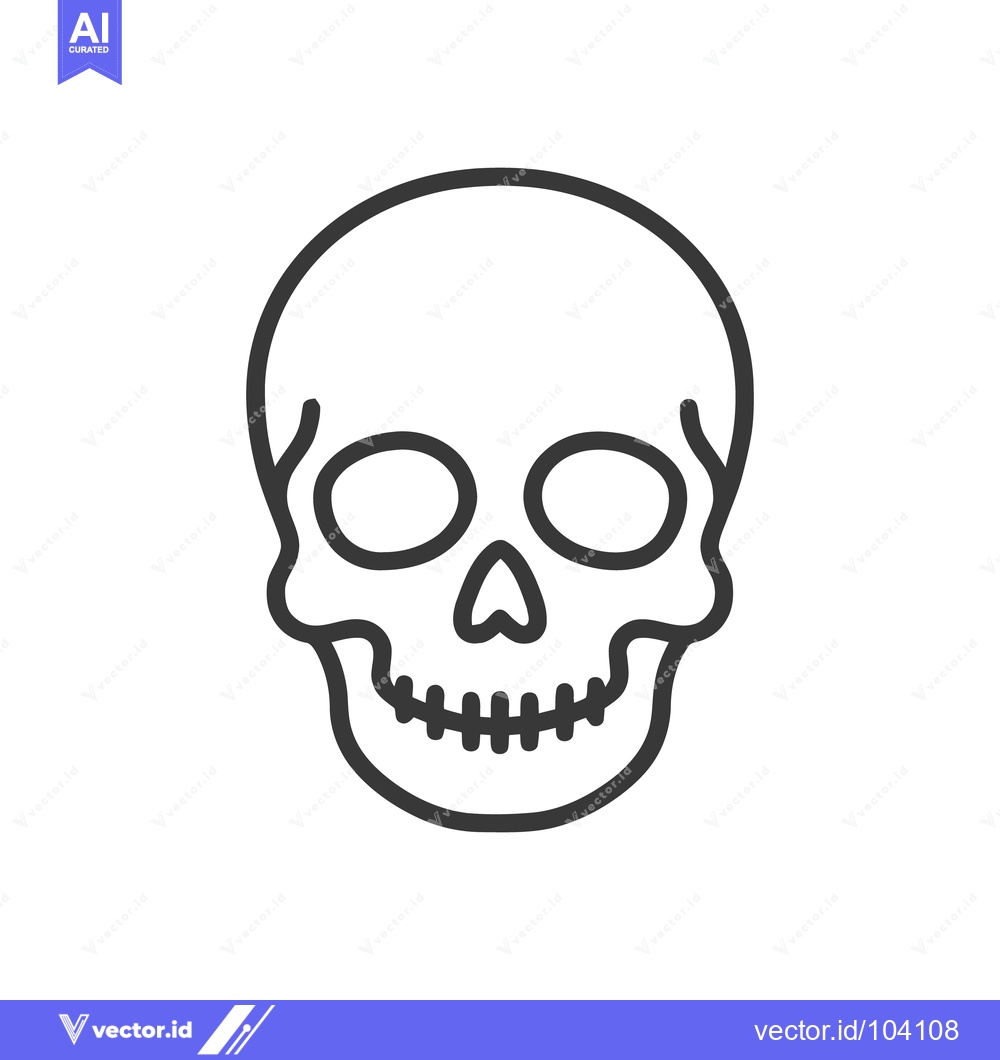 Premium Vector dari Minimalist Skull Icon: Bold Outline on White Background, Halloween Sym