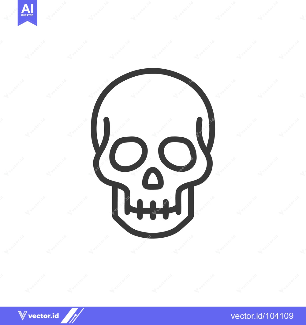 Premium Vector dari Minimalist Skull Icon: Clean Line Art on White Background