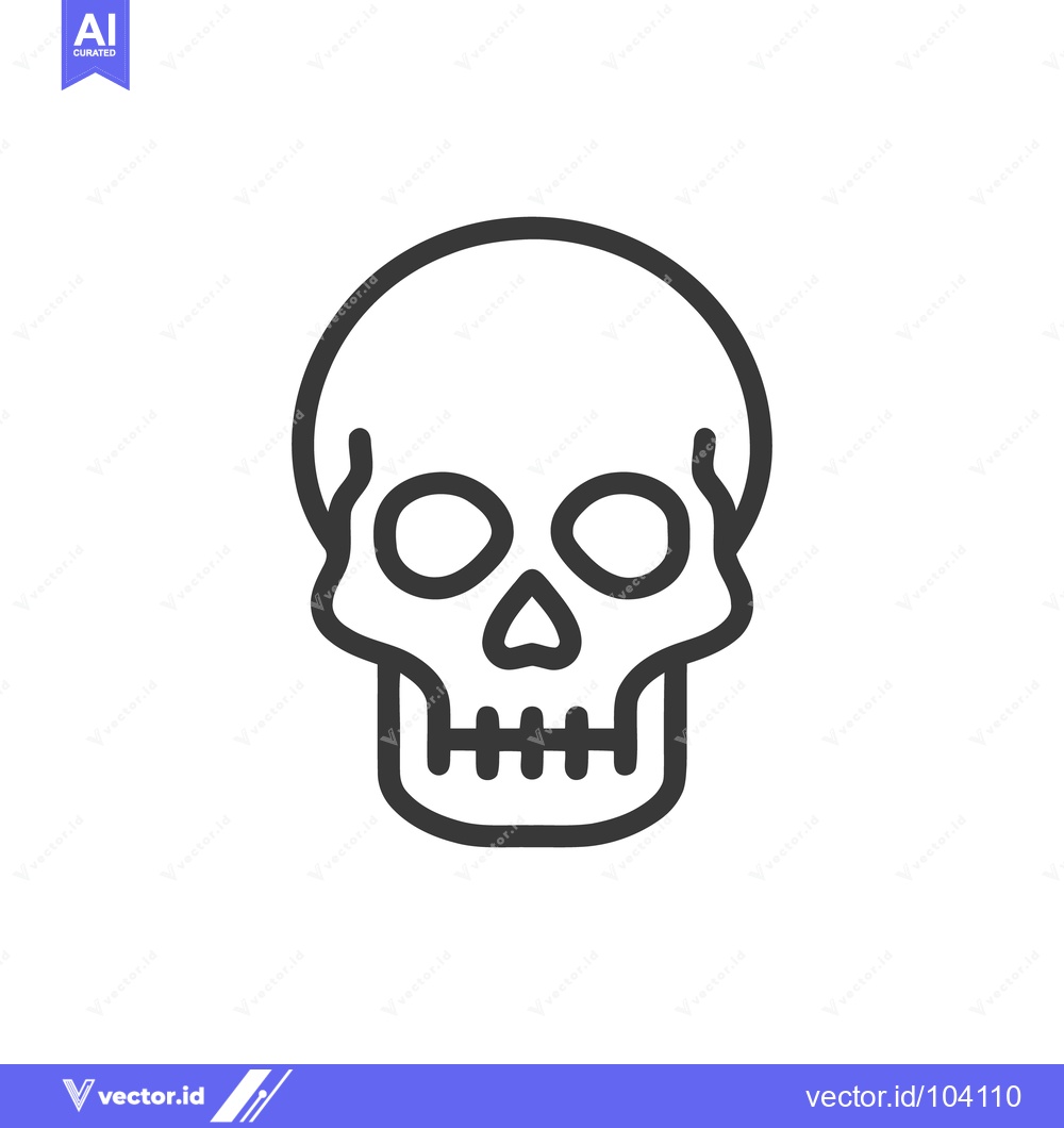 Premium Vector of Minimalist Skull Outline Icon on White Background, Vector Illustration