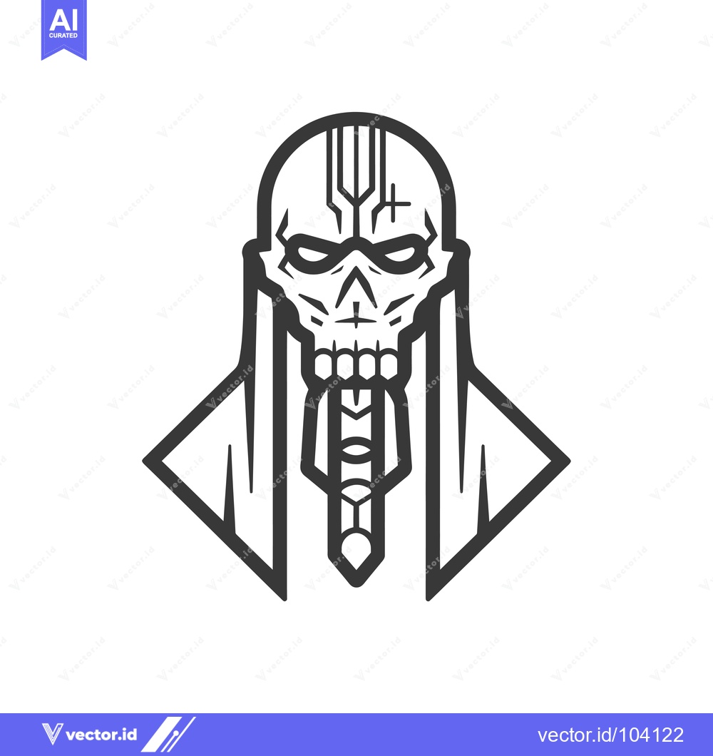 Premium Vector dari Skull with Cross and Cloak in Geometric Style