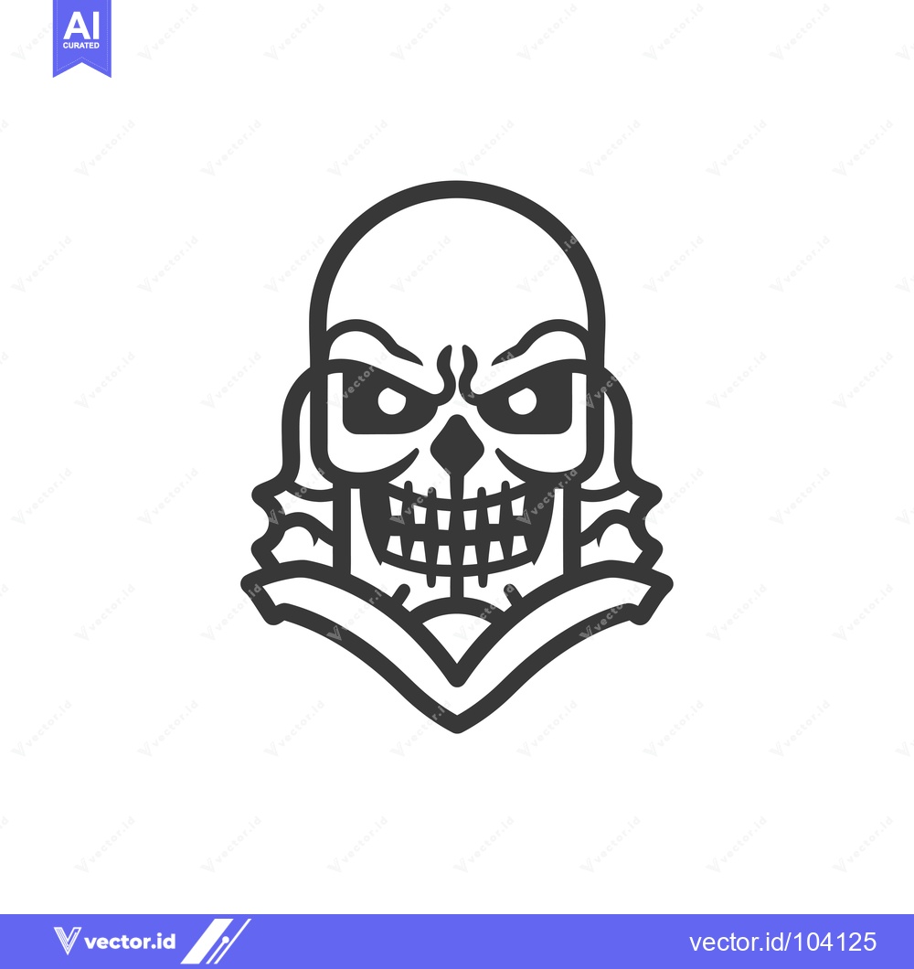 Premium Vector of Skull with Fangs and Banner Illustration