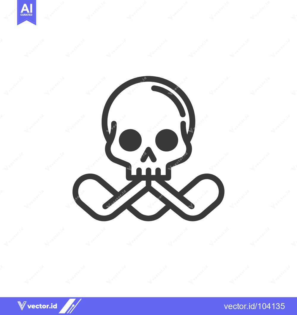 Premium Vector dari Skull with Two Crossed Hockey Sticks