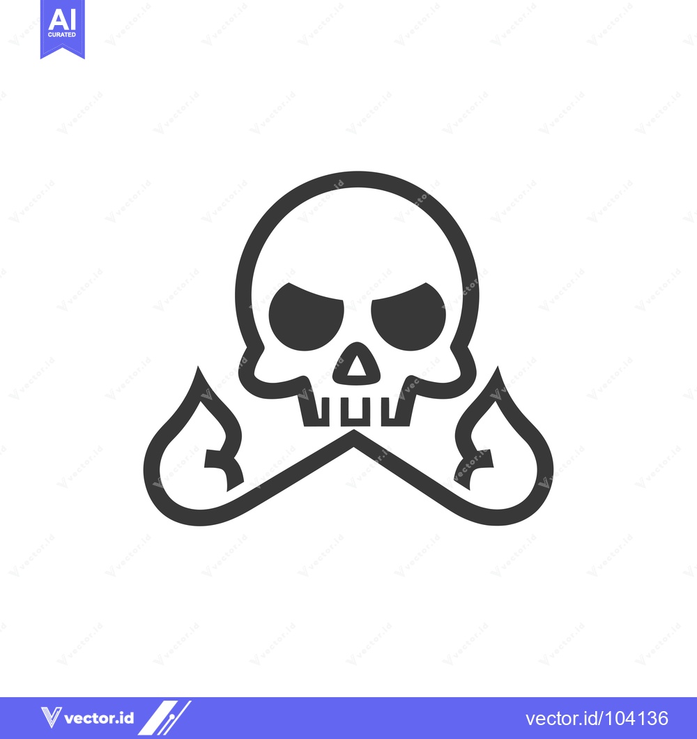 Premium Vector dari Skull with two teardrop-shaped flames