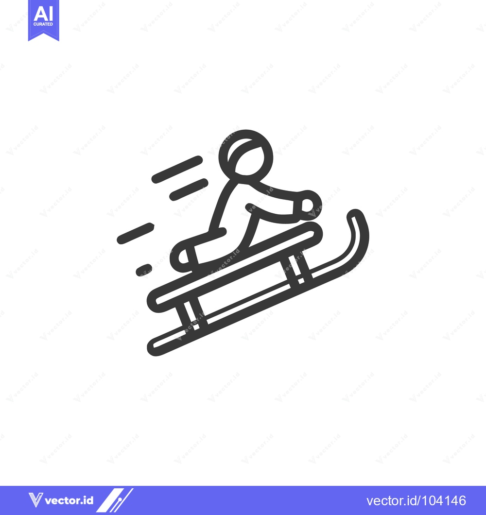 Premium Vector dari Minimalist Sledding Icon: Winter Fun and Speed Illustration