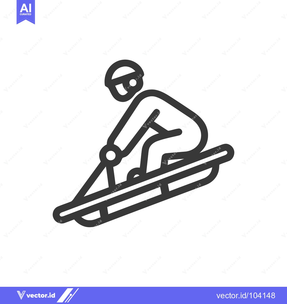 Premium Vector dari Minimalist Sledding Icon: Person on Sled with Poles, Winter Sport Symb