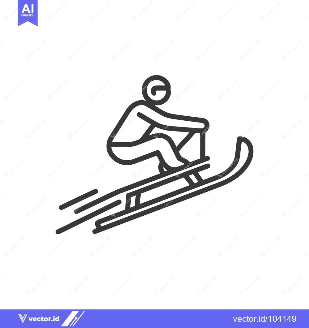 Premium Vector dari Minimalist Ski Jumper Icon: Bold Line Art for Winter Sports Design