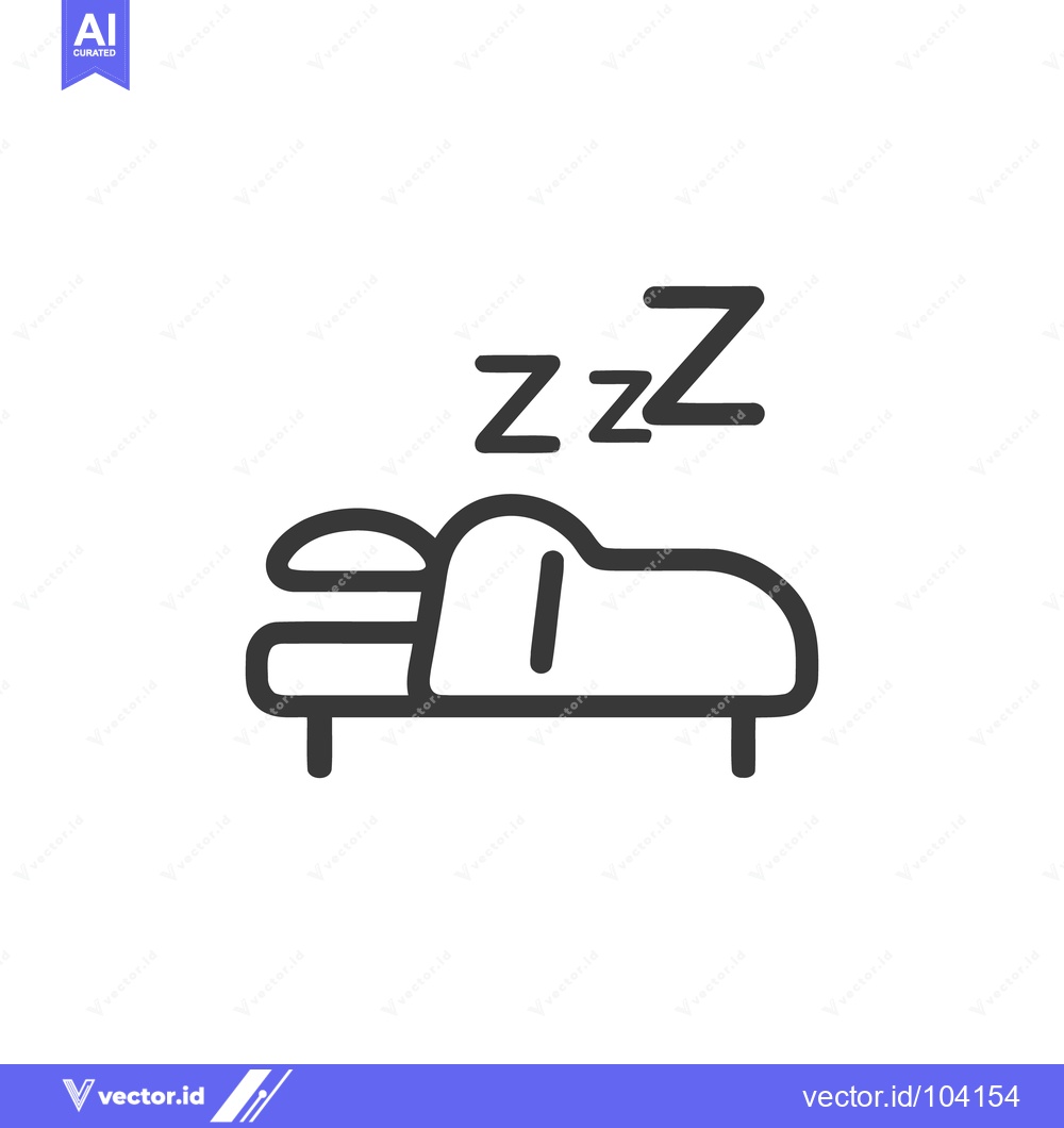 Premium Vector of Minimalist Sleep Icon: Bed, Pillow, and Zzz Symbols