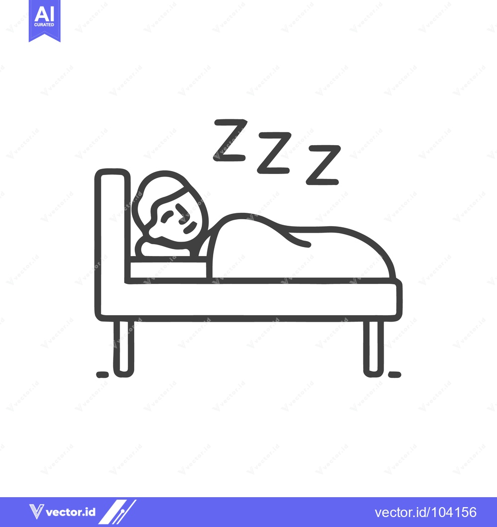 Premium Vector dari Sleeping Person Icon: Bedtime Rest with Zzz Symbols, Minimalist Design