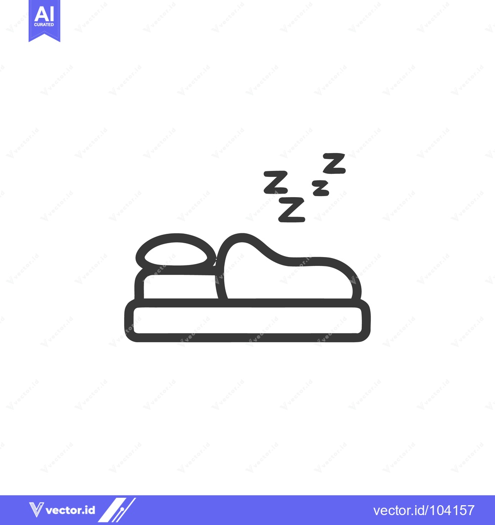 Premium Vector dari Minimalist Sleeping Icon: Person in Bed with Zzz Symbols, Relaxation C