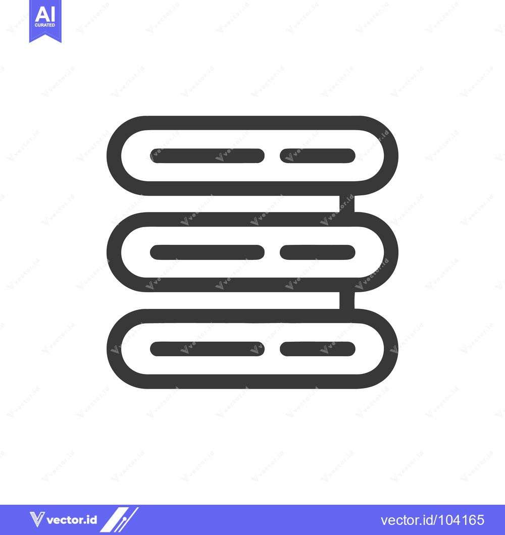 Premium Vector dari Three-Layered Data Icon: Bold Outline, Rounded Edges, Clean Design