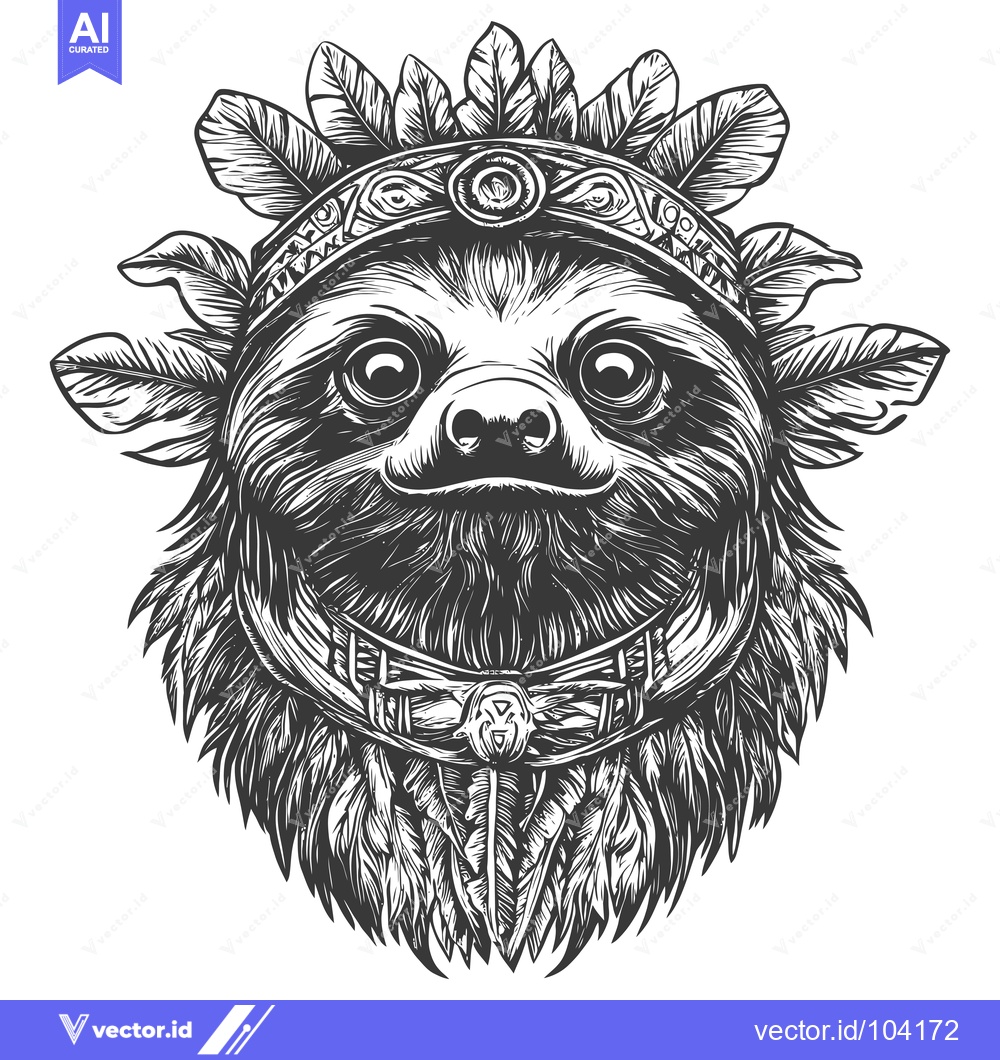 Premium Vector dari Sloth Wearing A Native American Headdress