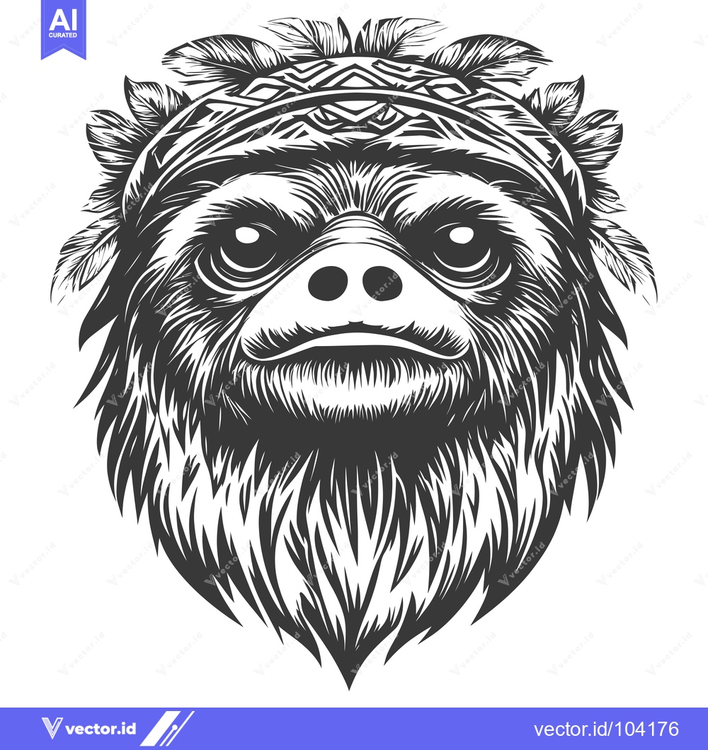 Premium Vector dari Sloth with Feathers and Headband Illustration