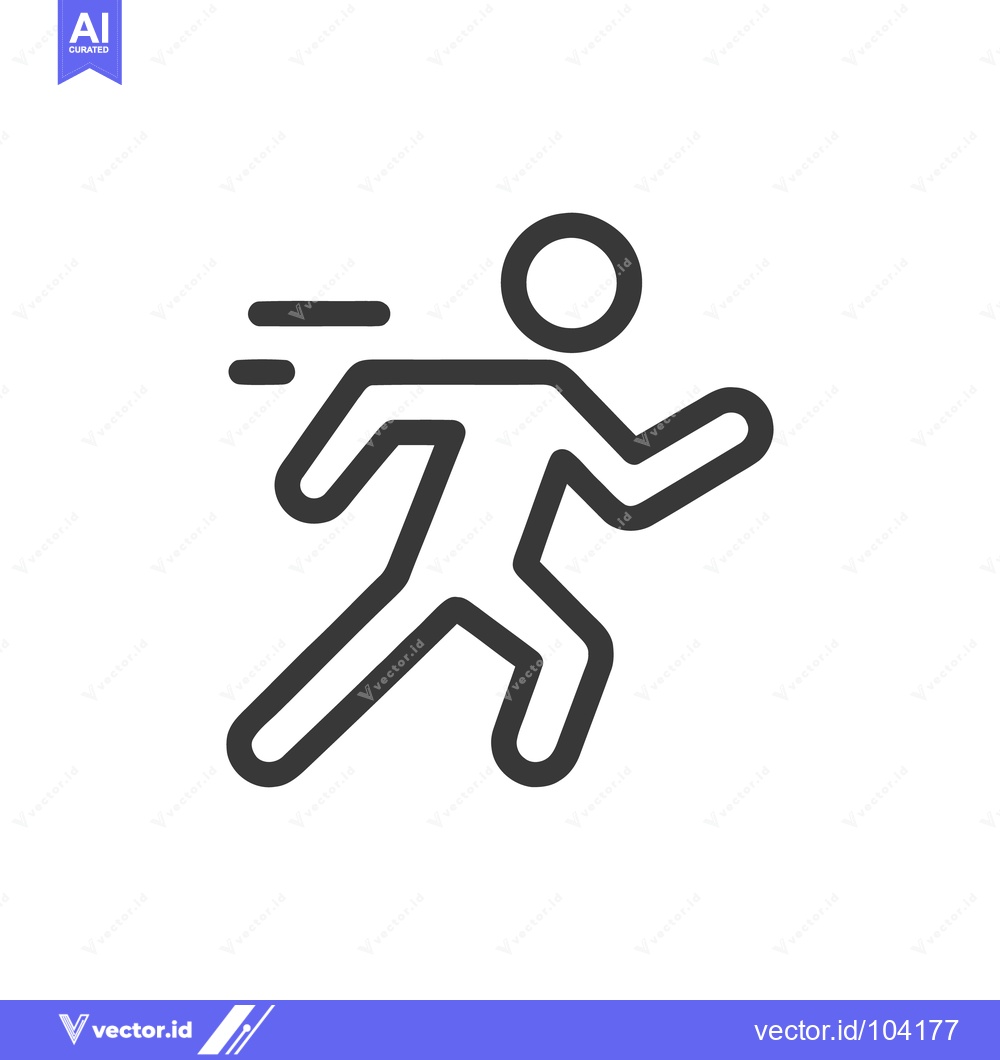 Premium Vector of Dynamic Runner Icon: Bold Outline, Speed Lines, White Background