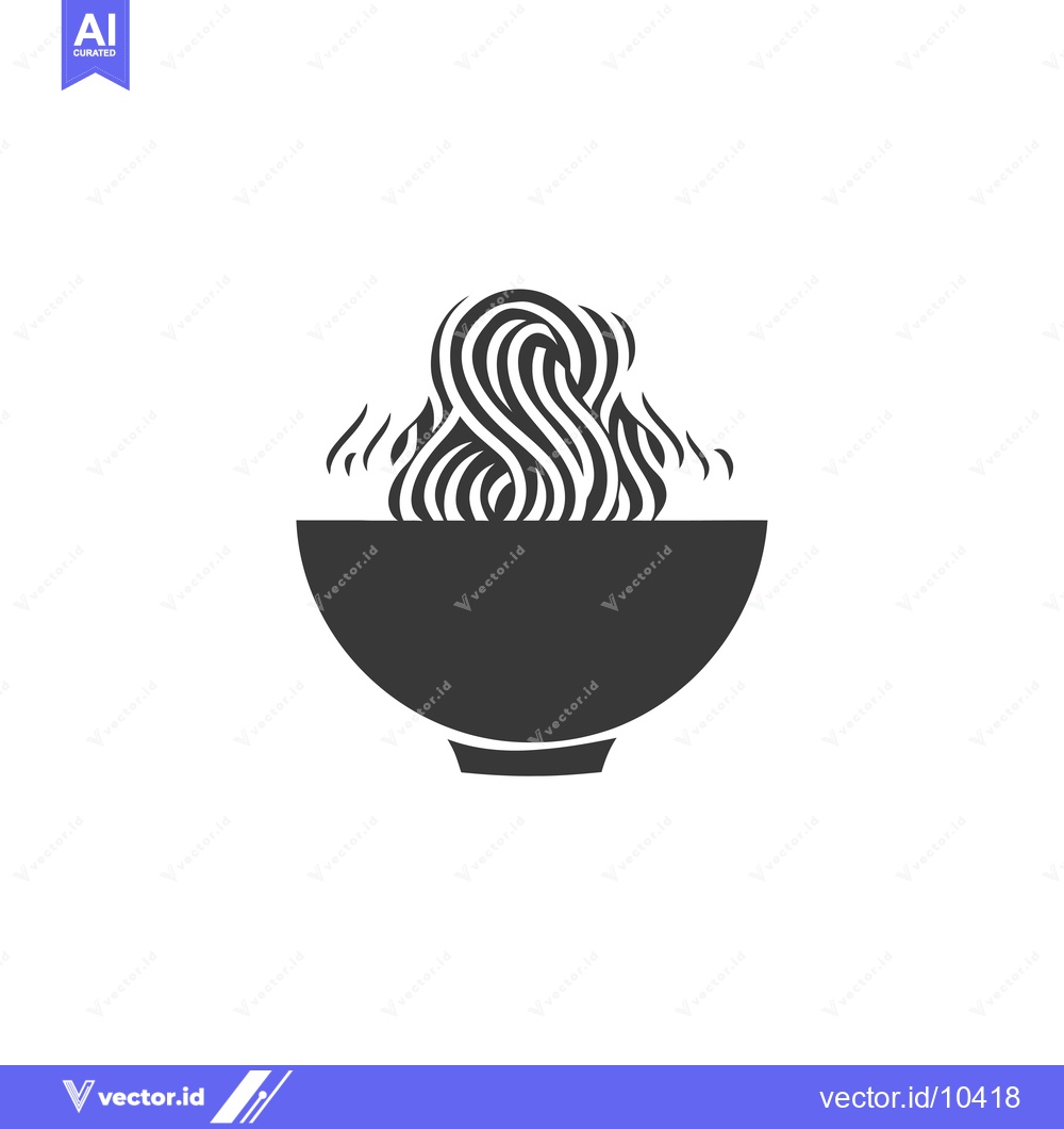 Premium Vector dari A black and white illustration of steaming noodles in a bowl