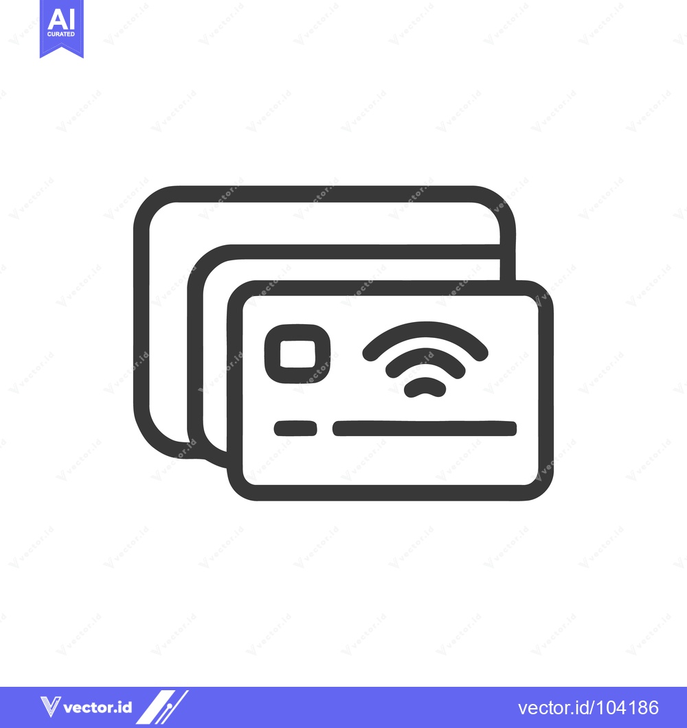 Premium Vector dari Stacked Credit Cards with NFC Symbol, Minimalist Icon Design