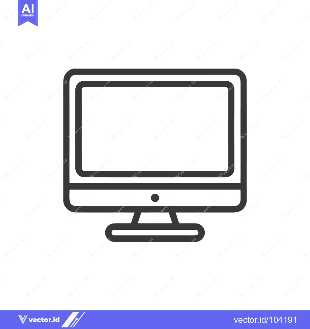 Premium Vector dari Minimalist Computer Monitor Icon: Clean Line Art on White Background