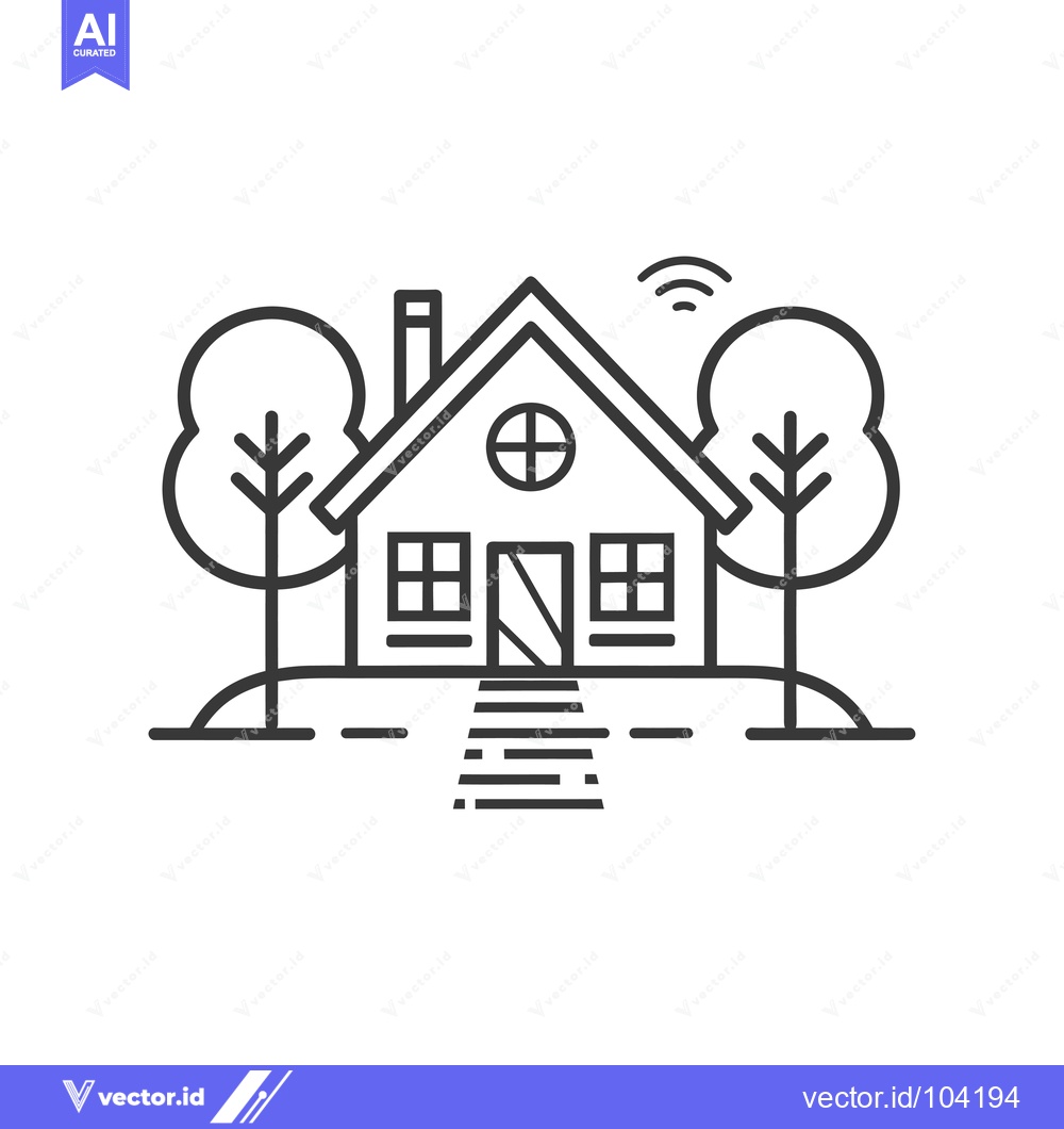 Premium Vector dari Smart House with Trees and a Path
