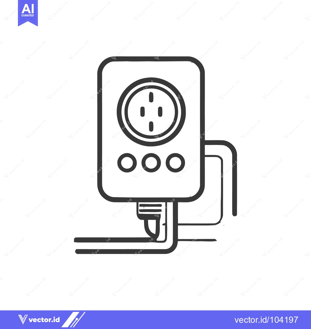 Premium Vector dari Stylized Wall-Mounted Electrical Outlet with Conduit Sketch Illustrati