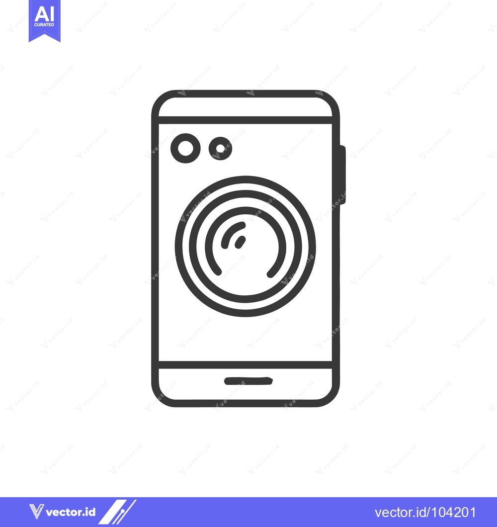 Premium Vector dari Minimalist Smartphone Icon with Washing Machine Symbol in Black Outlin