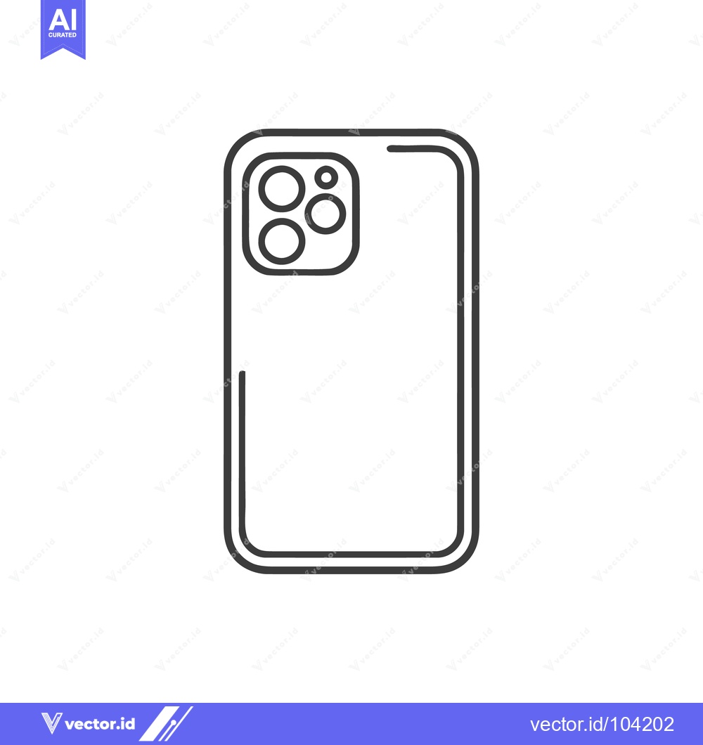 Premium Vector of Modern Smartphone Outline Icon with Quad Camera System Design