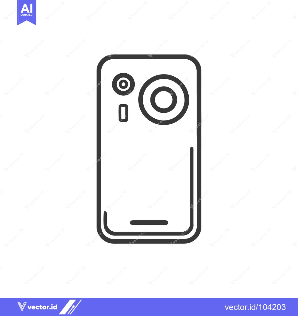 Premium Vector of Minimalist Smartphone Icon: Clean Line Art with Dual Camera Design