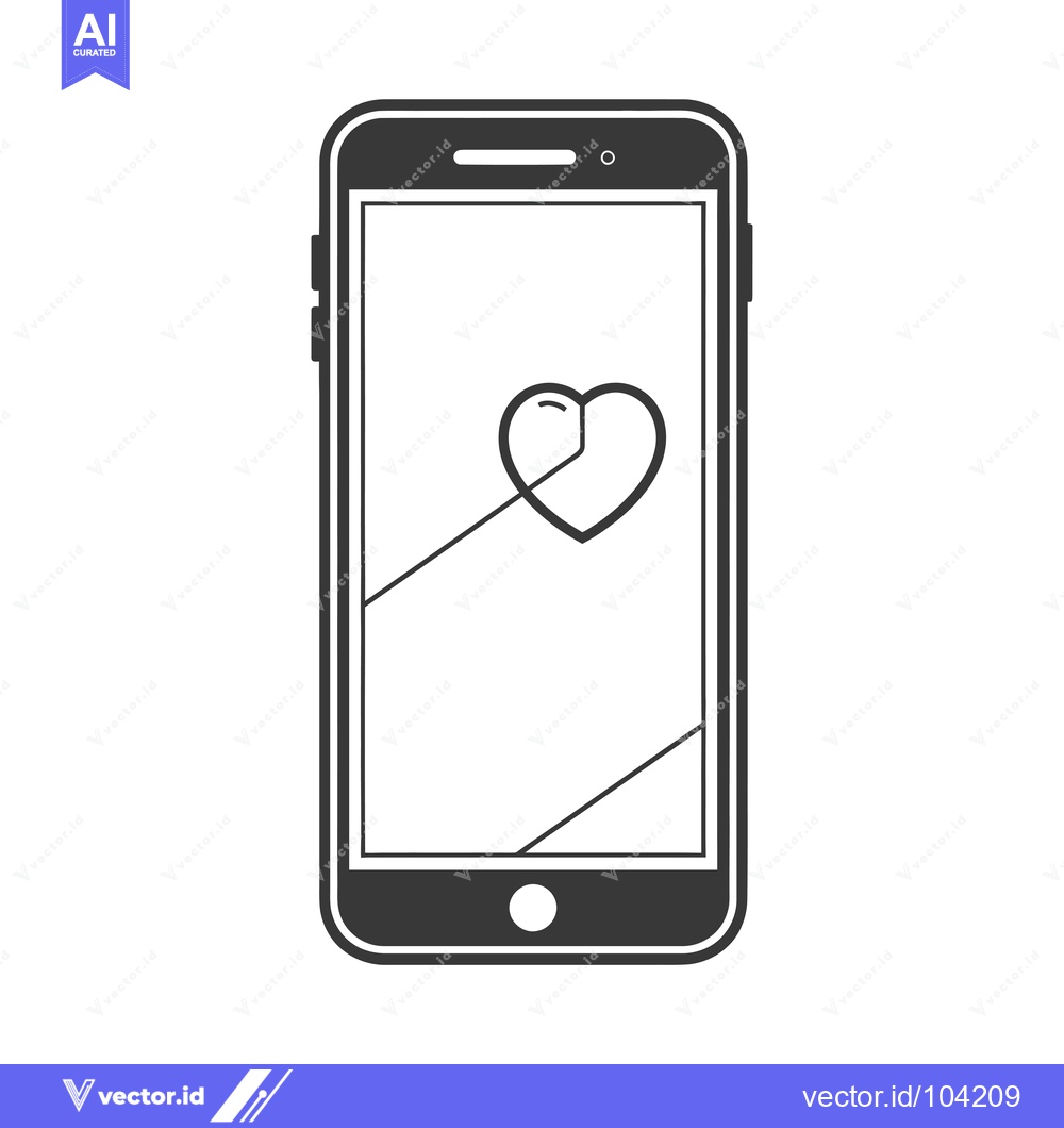 Premium Vector dari Smartphone Displaying a Heart Icon