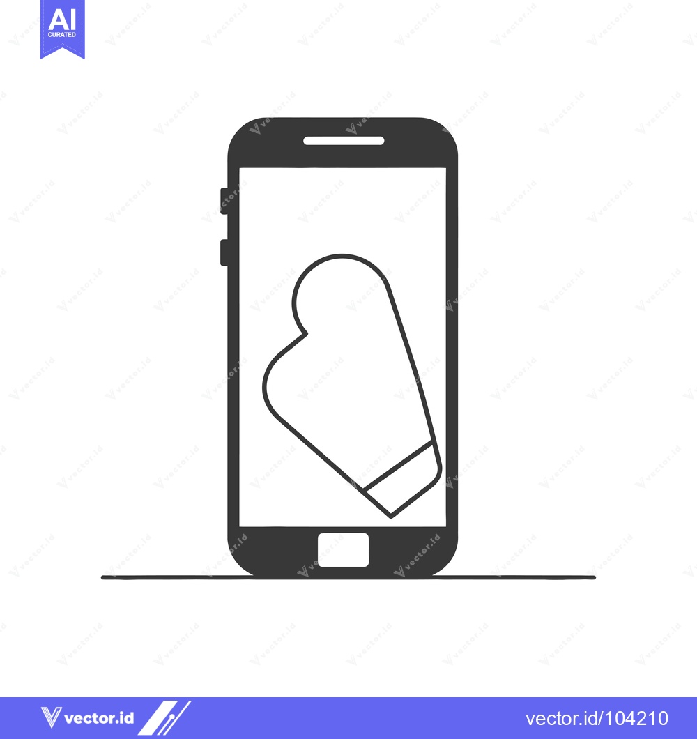 Premium Vector dari Smartphone Displaying a Heart-Shaped Eraser Icon