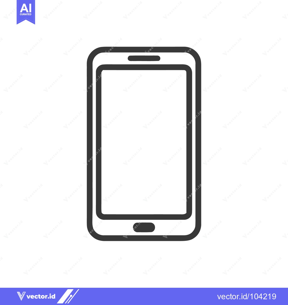 Premium Vector of Sleek Smartphone Outline: Modern Technology Icon on White Background