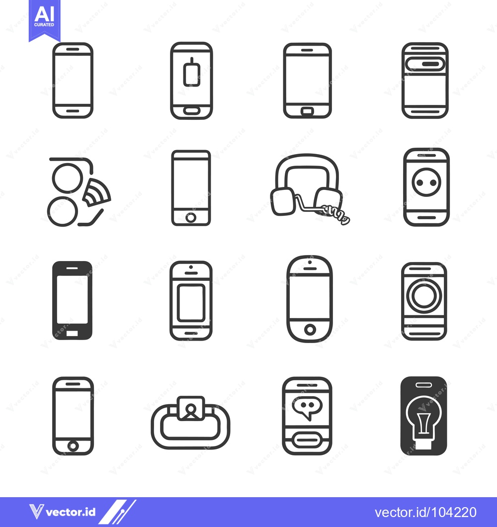 Premium Vector dari Smartphone Icons Depicting Various Features and Functions