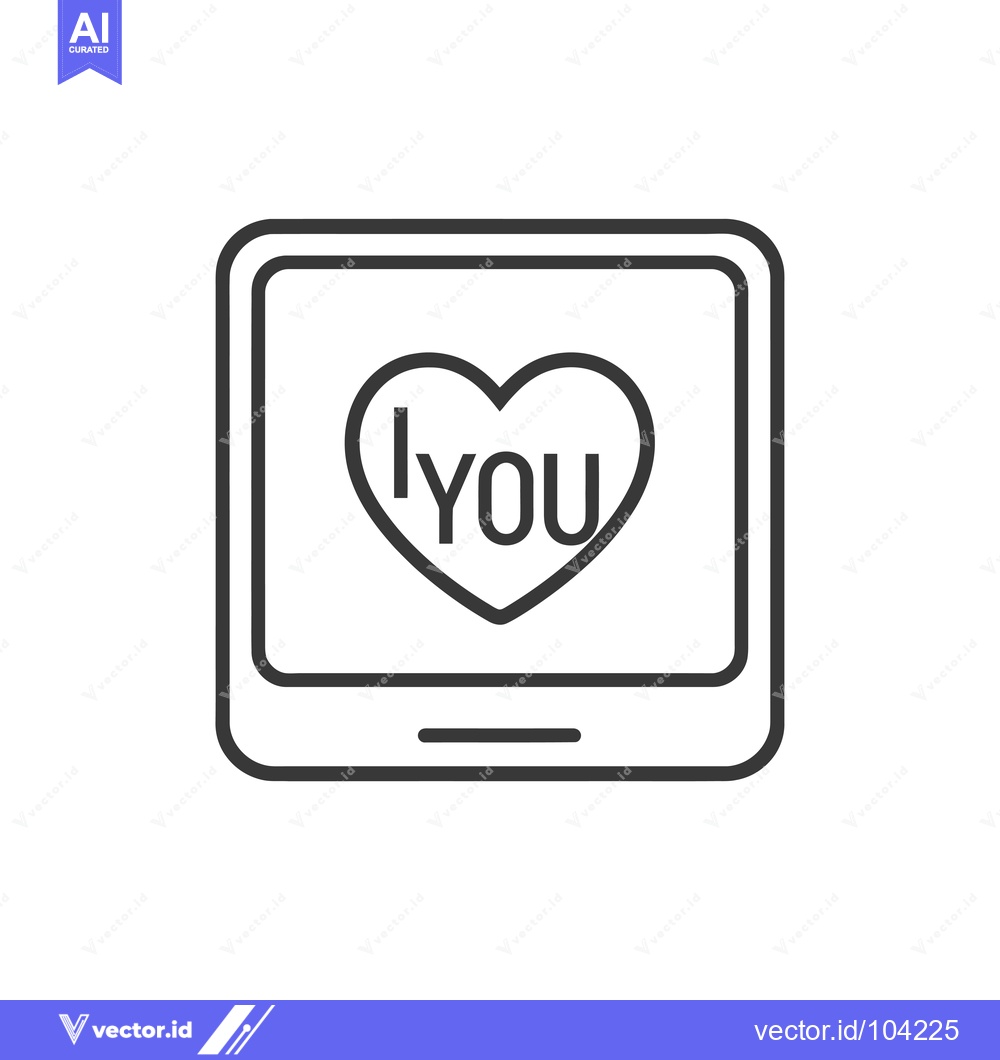 Premium Vector dari Smartphone screen displaying a heart with the words "I you" inside