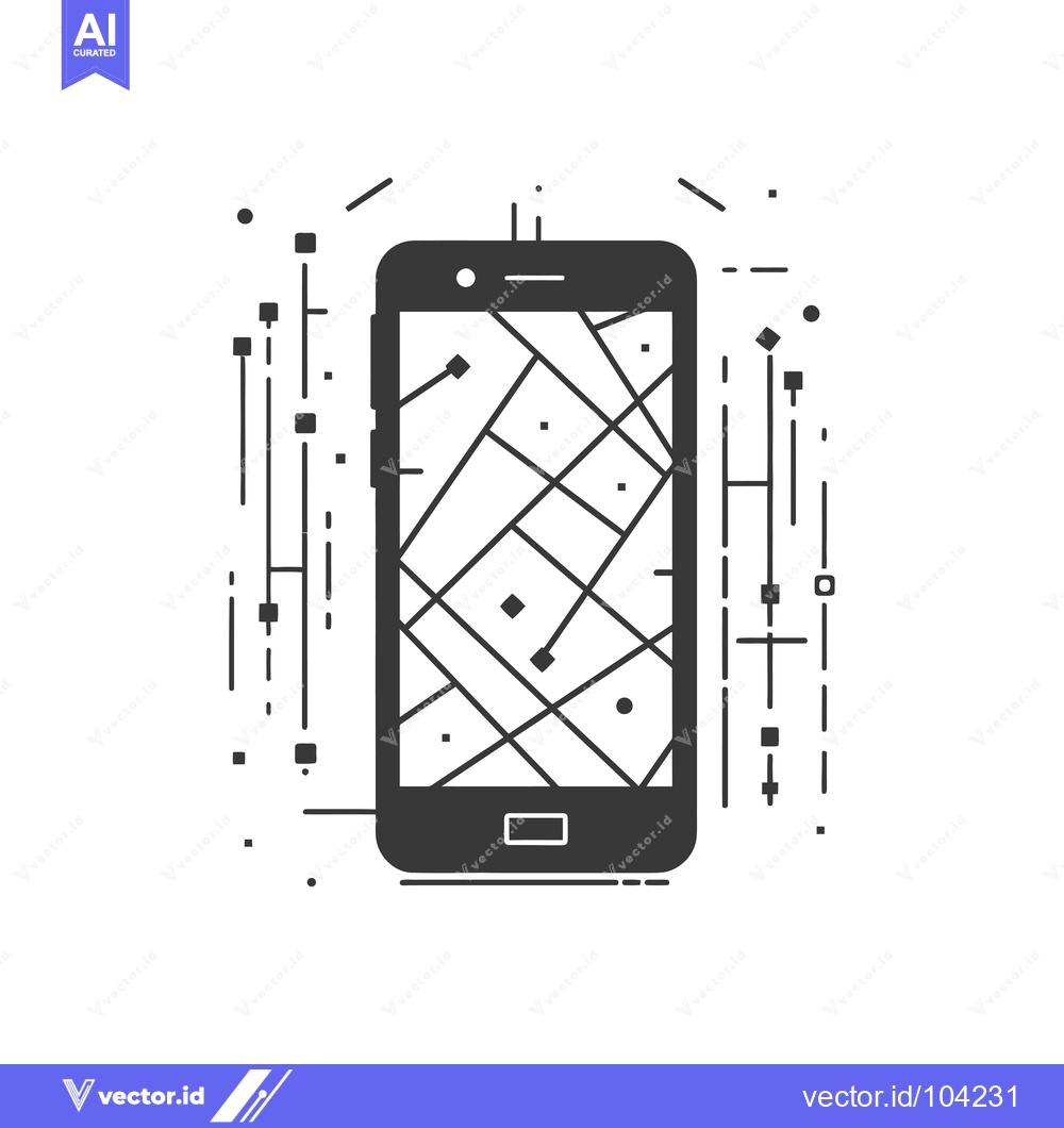 Premium Vector dari Smartphone with a map and geometric lines.