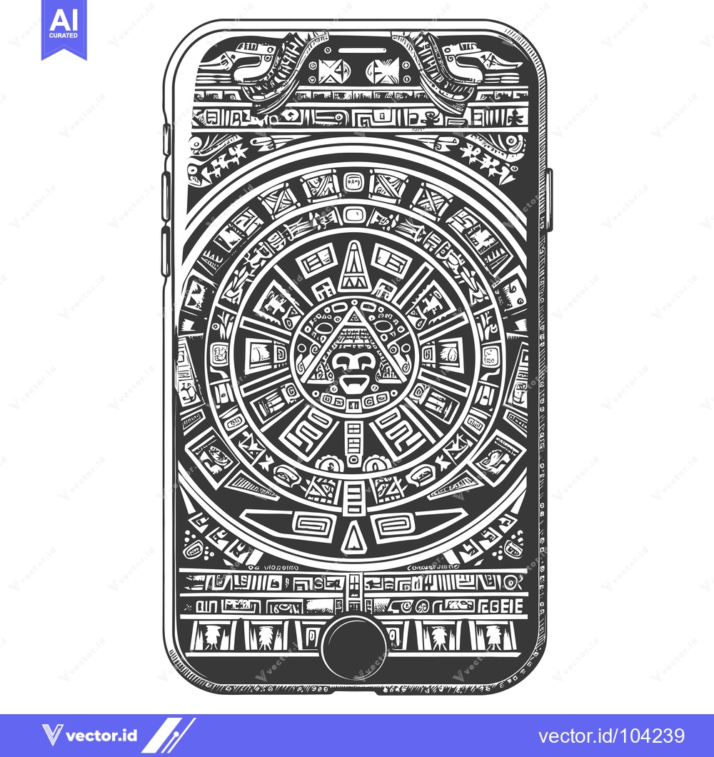 Premium Vector dari Smartphone with Aztec Calendar Design