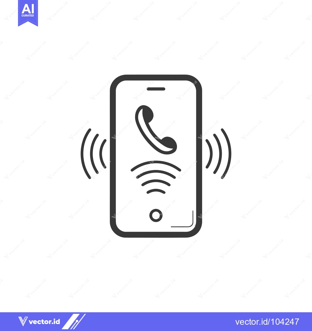 Premium Vector of Smartphone with Incoming Call and Signal Bars Icon