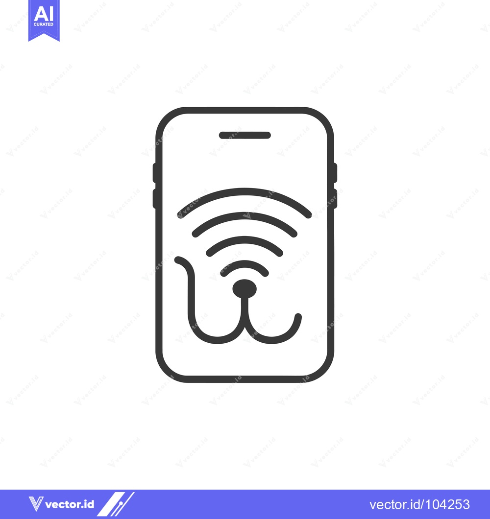 Premium Vector of Smartphone with Wi-Fi and Dog Paw Print Symbol