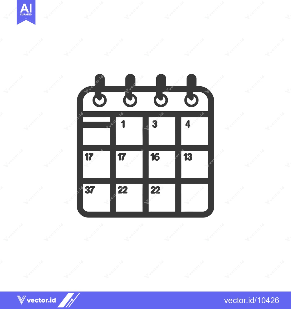 Premium Vector of A Black And White Line Art Calendar Icon