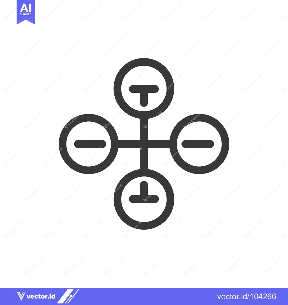 Premium Vector dari Drone Icon: Minimalist Black Silhouette on White Background, Quadcopte