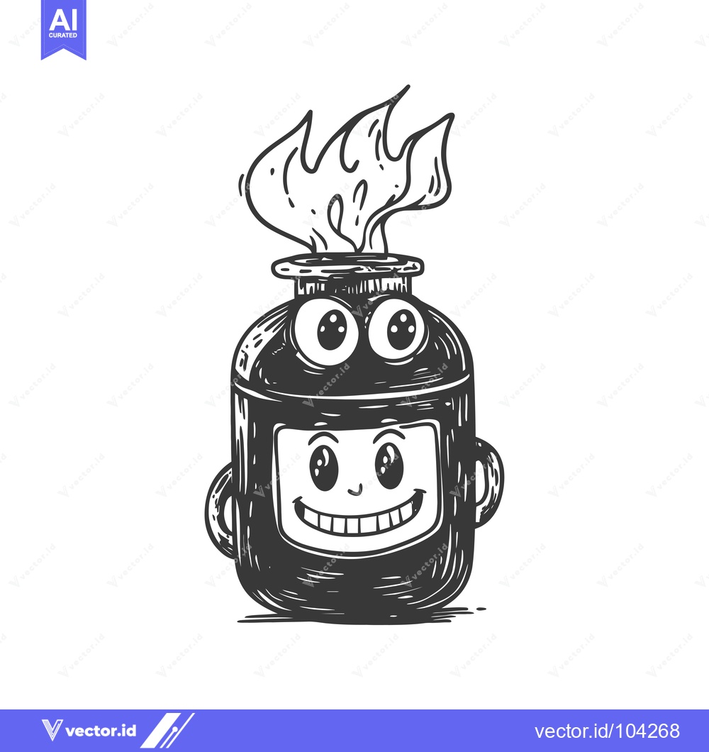 Premium Vector of Smiling Anthropomorphic Jar With Flames on Top
