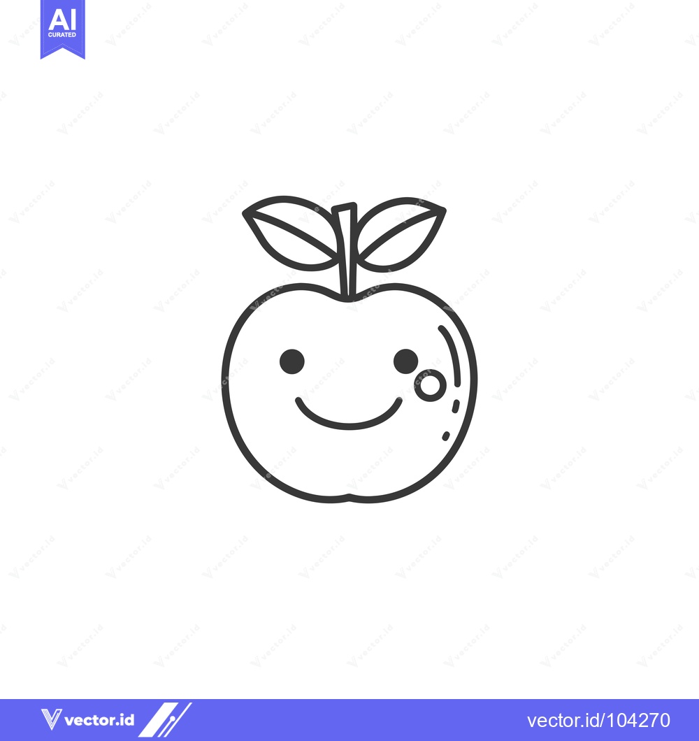 Premium Vector dari Smiling Apple with Leaves and Stem