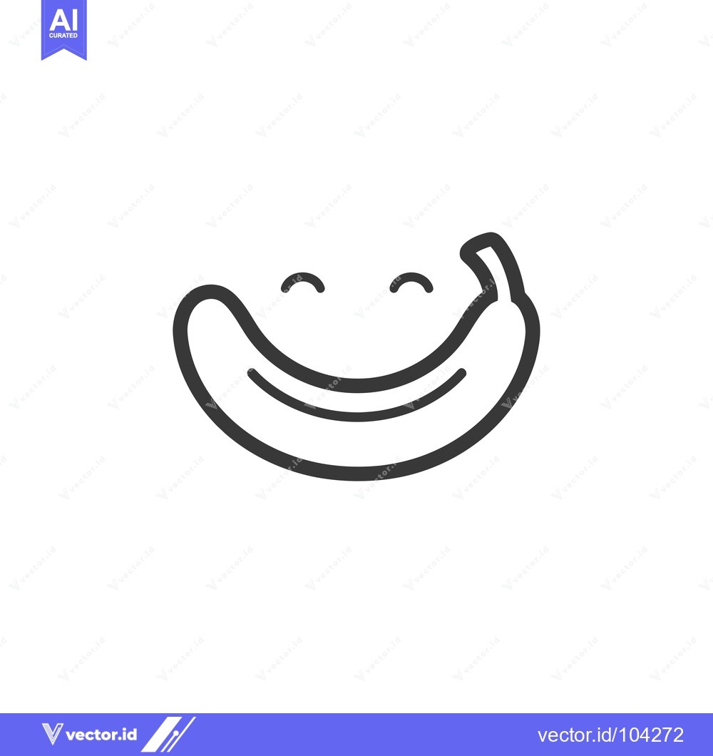 Premium Vector of Smiling Banana with Simple Line Art Design