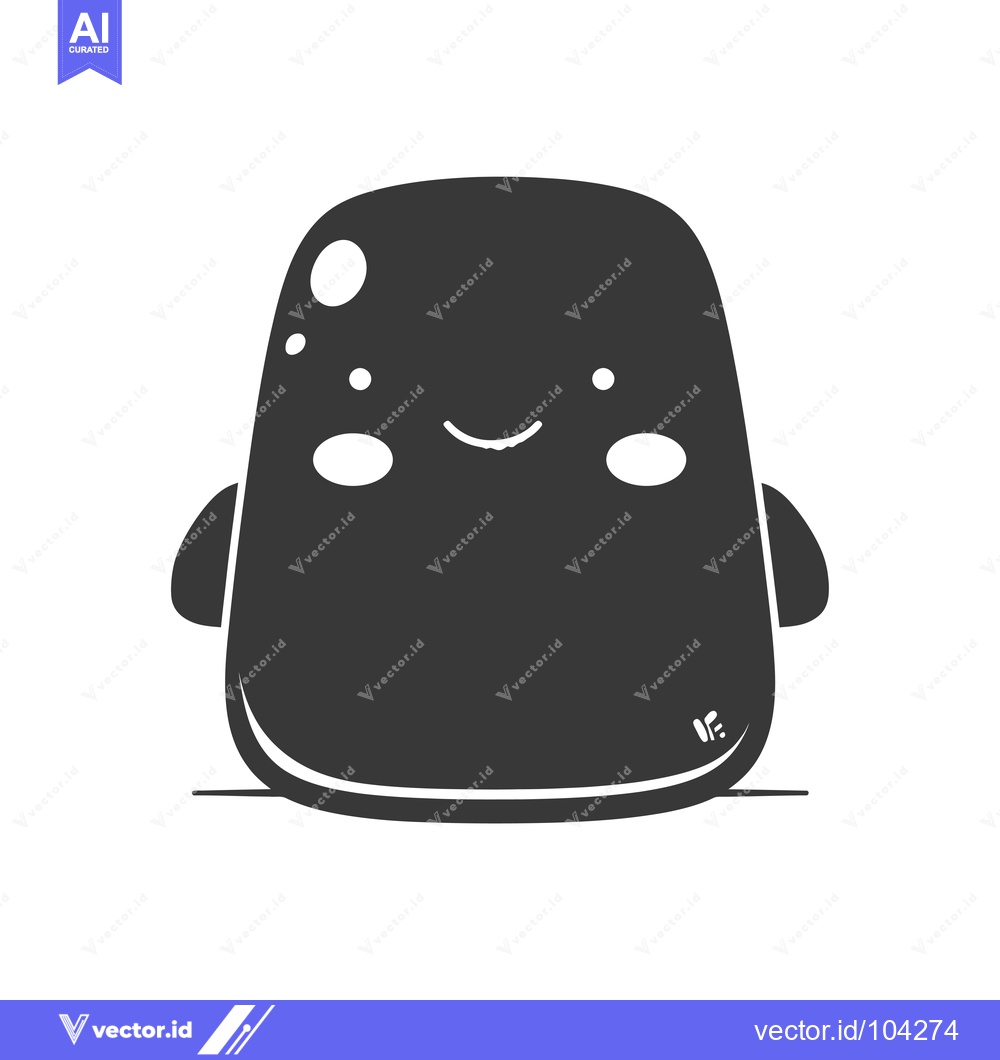 Premium Vector of Smiling Black Cartoon Creature with White Eyes and Mouth