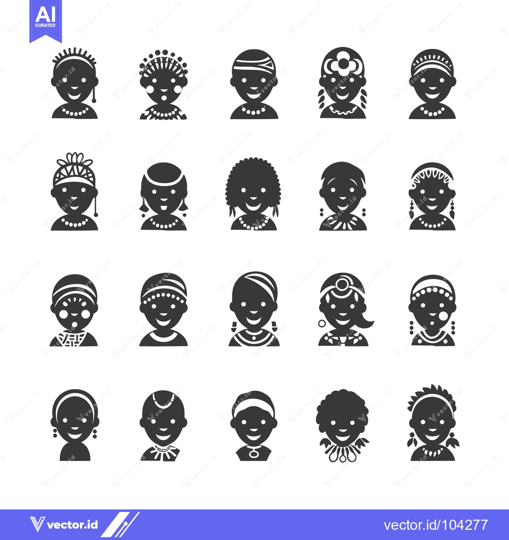 Premium Vector of Smiling Black People in Traditional Clothing