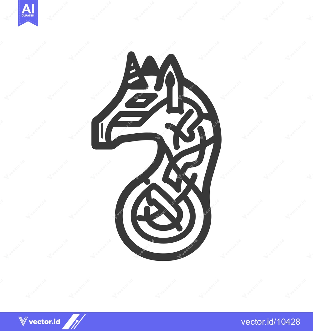 Premium Vector of A Black and White Line Art Drawing of a Sea Horse