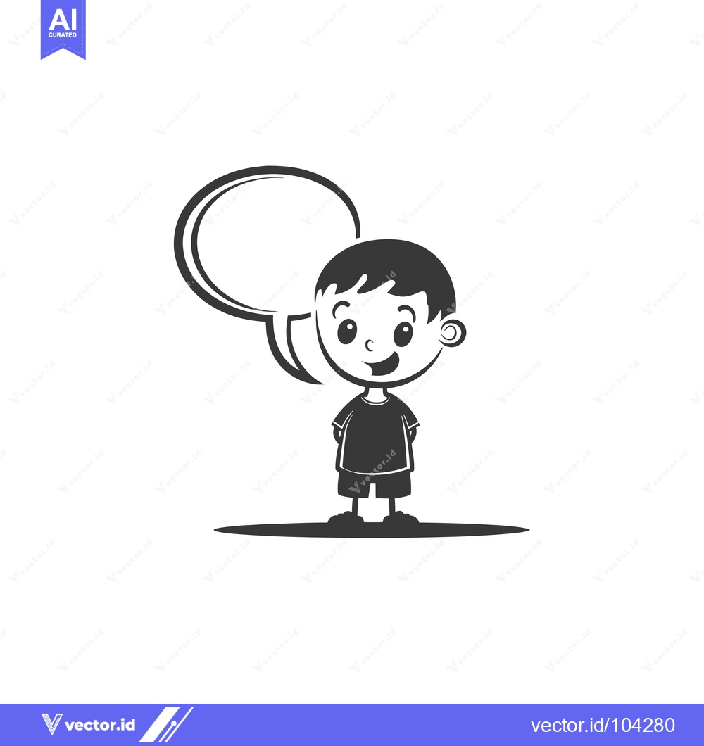 Premium Vector dari Smiling Boy Character with a Speech Bubble
