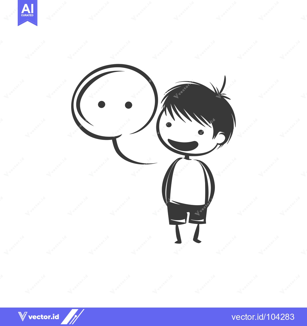 Premium Vector dari Smiling Boy with Speech Bubble Illustration