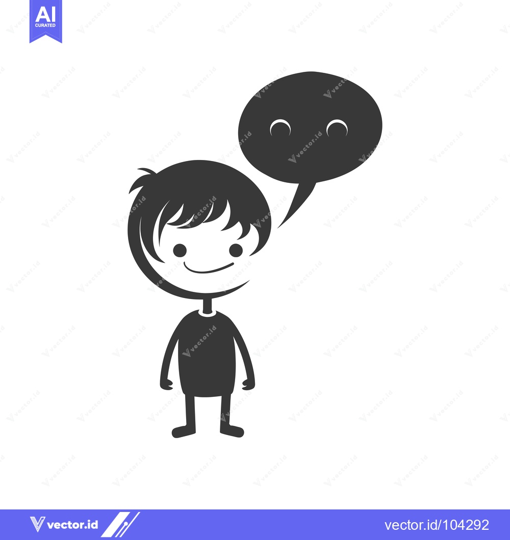 Premium Vector of Smiling Cartoon Character with Speech Bubble
