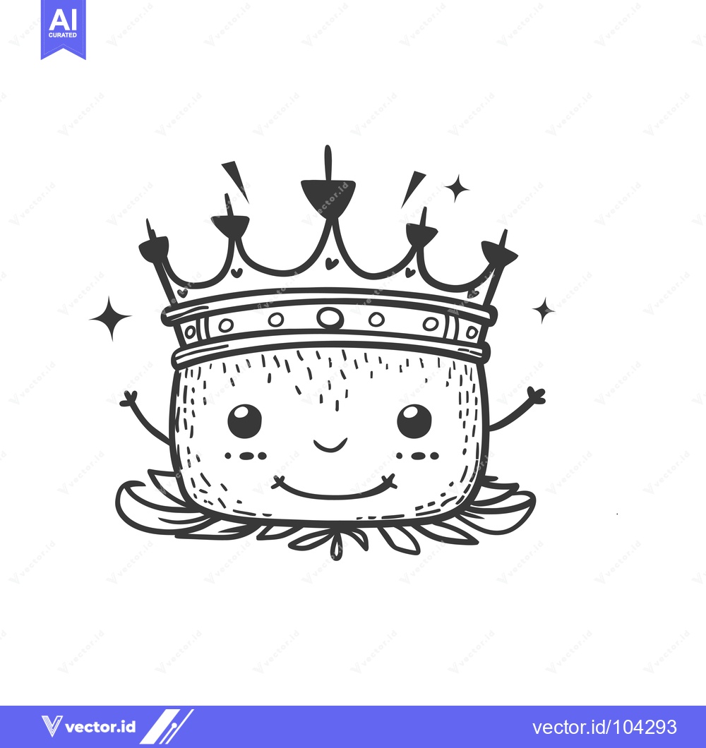 Premium Vector of Smiling Cartoon Coconut Wearing a Crown