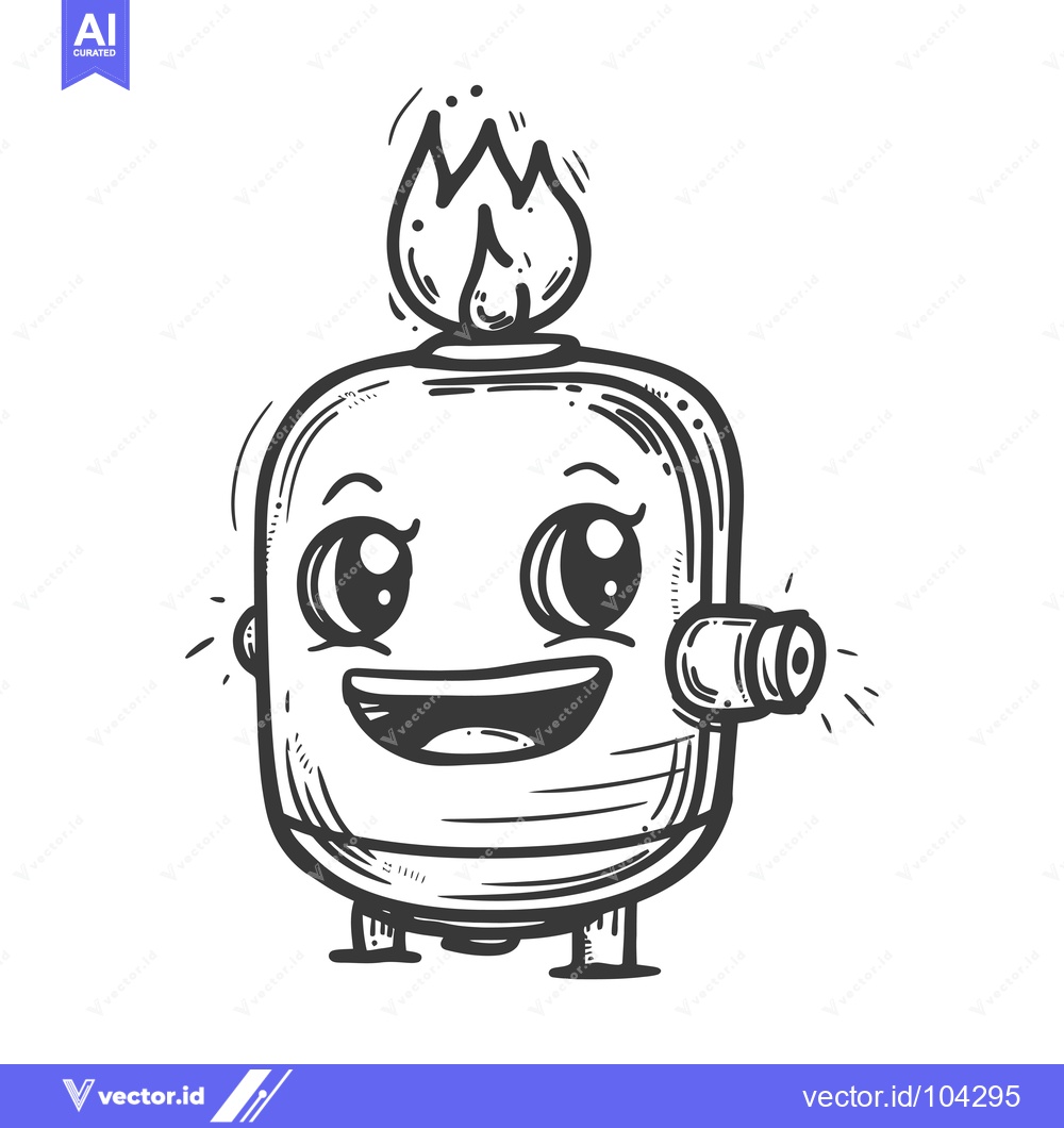 Premium Vector of Smiling Cartoon Gas Boiler with a Flame on Top