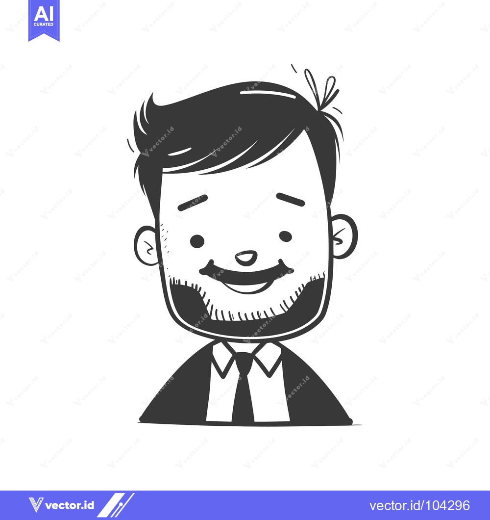 Premium Vector dari Smiling Cartoon Man with Beard and Tie